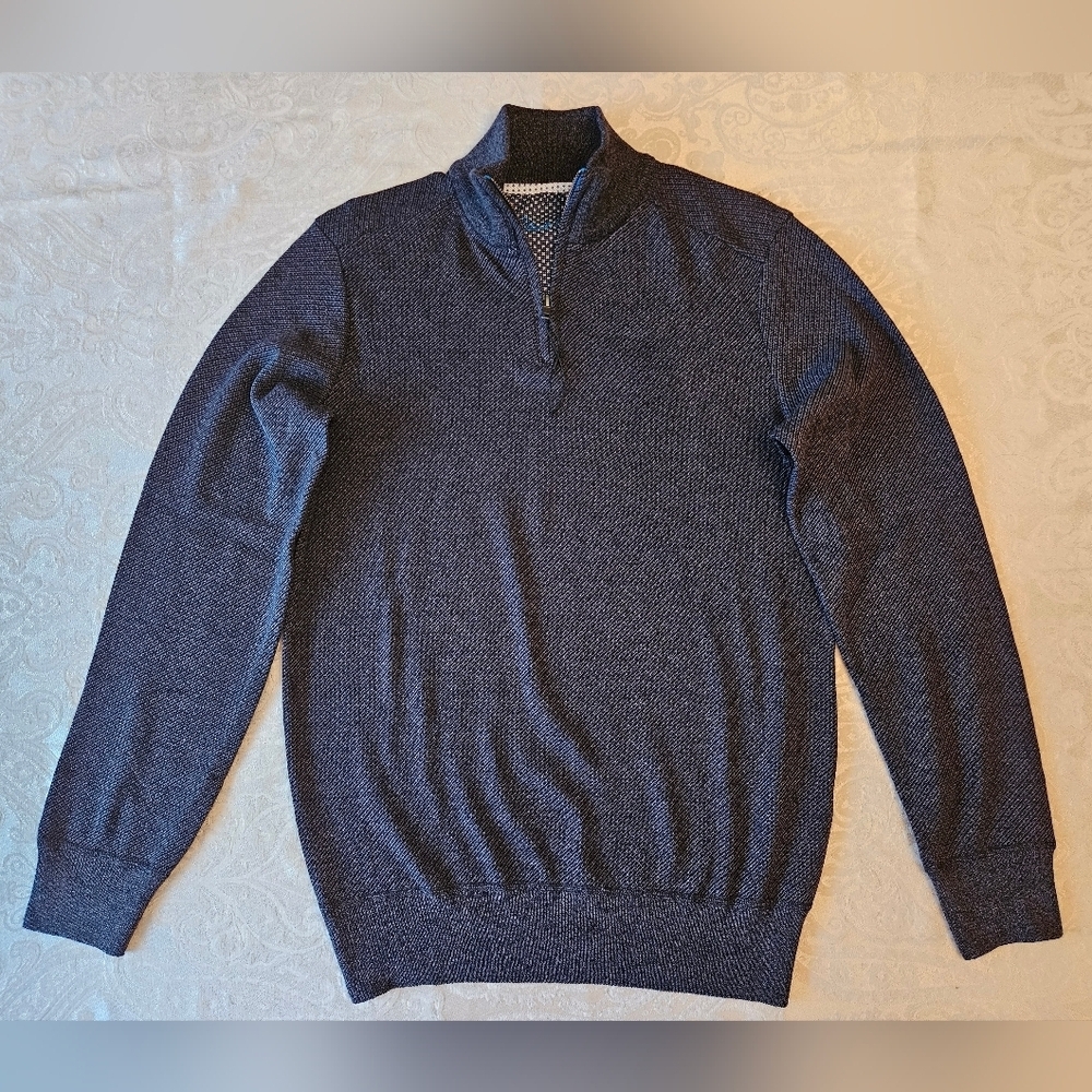 Men's Robert Graham Navy Quarter Zip Up Sweater, Small, NWOT, Soft and Cozy